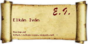 Elkán Iván névjegykártya